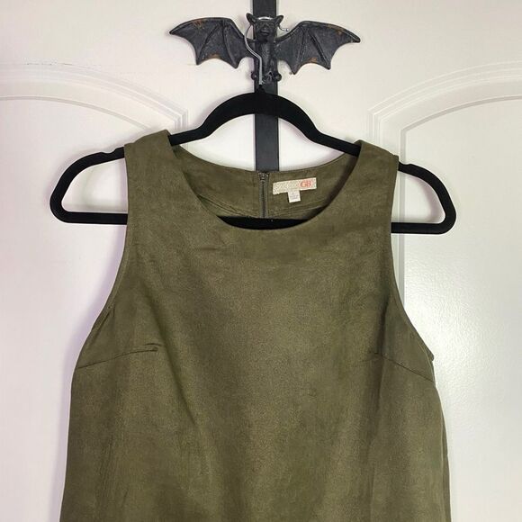 Vintage inspired Cottagecore Olove Green Dress with Easy zipper Pockets size L - Picture 3 of 9